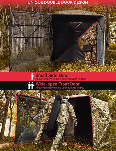 Hunting Blinds, Ground Blind See Through, Portable 2-3 Person, 270 Degree Pop-up Hunting Blind, Camouflage Hunting Blind for Deer & Turkey Hunting with Camouflage Cover(Standard) in Saudi Arabia