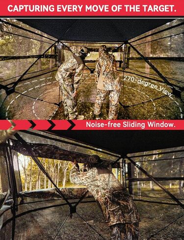 Hunting Blinds, Ground Blind See Through, Portable 2-3 Person, 270 Degree Pop-up Hunting Blind, Camouflage Hunting Blind for Deer & Turkey Hunting with Camouflage Cover(Standard) in Saudi Arabia