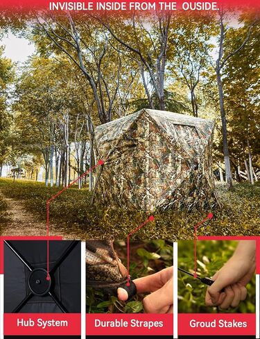 Hunting Blinds, Ground Blind See Through, Portable 2-3 Person, 270 Degree Pop-up Hunting Blind, Camouflage Hunting Blind for Deer & Turkey Hunting with Camouflage Cover(Standard) in Saudi Arabia