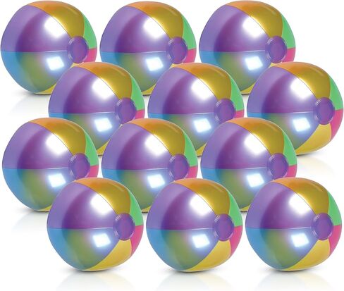 Inflatable Beach Ball 18" for Kids and Adults, Metallic Rainbow Colors, Tropical Party Decorations, Summer Fun for Families, Easy to Inflate, Durable Pool Toys for Kids, Bulk Beach Balls in Saudi Arabia
