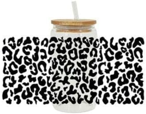 Black UV DTF Cup Wrap,Print Rub On Transfers Decorative Stickers for Glass Wrap Cup Glass Coffee Cups Decals DIY Bottle Crafts,Iron-on Transfers Trim and Embellishments (Leopard Print1) in Saudi Arabia