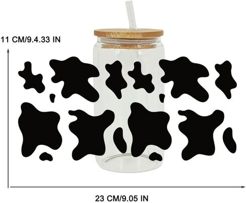 Black UV DTF Cup Wrap,Print Rub On Transfers Decorative Stickers for Glass Wrap Cup Glass Coffee Cups Decals DIY Bottle Crafts,Iron-on Transfers Trim and Embellishments (Leopard Print1) in Saudi Arabia