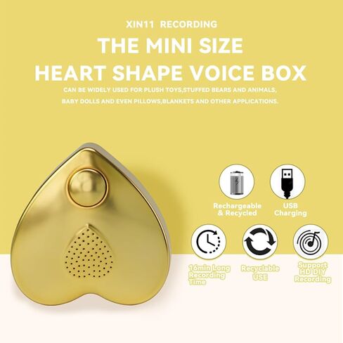 16min Voice Recorder, USB Downloadable Sound Recorder Chips Module for Stuffed Animals, Mother's Day Valentine's Day Christmas Plush Toy,Manual DIY Creative Sound Presents for Boys, Girls (Gold) in Kuwait