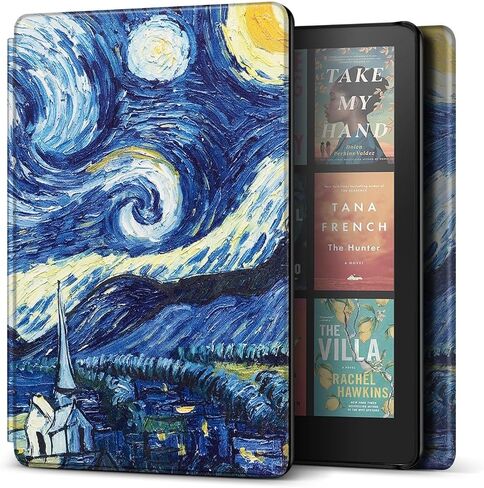 TNP Case for Kindle Paperwhite 12th Generation 2024 / Kindle Colorsoft Signature Edition - 7" PU Leather Protective Folio Cover for Kindle Paperwhite Kids with Auto Sleep/Wake, Composition Book Black in Kuwait
