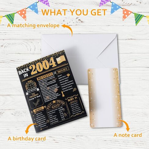 HOMANGA 21st Birthday Card, 3D Pop Up 21 Bday Card for Men Women, Back in 2004 Cards with Envelope, 21st Birthday Gifts for Him, Her, Friend (Black Gold) in Saudi Arabia