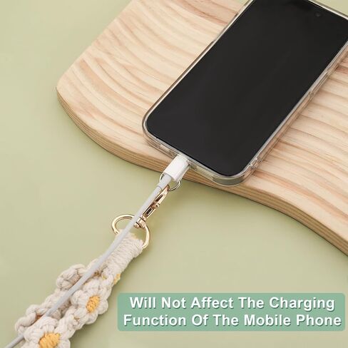 Jspupifip 2 PCS Boho Macrame Phone Wrist Strap, Cute Cell Phone Lanyard with Tether Tab Floral Smartphone Wristlet Bracelet Keychain Anti Theft Strap for Women Girls(Purple and Green) in Kuwait