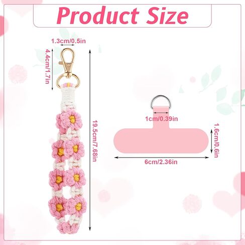 Jspupifip 2 PCS Boho Macrame Phone Wrist Strap, Cute Cell Phone Lanyard with Tether Tab Floral Smartphone Wristlet Bracelet Keychain Anti Theft Strap for Women Girls(Purple and Green) in Kuwait