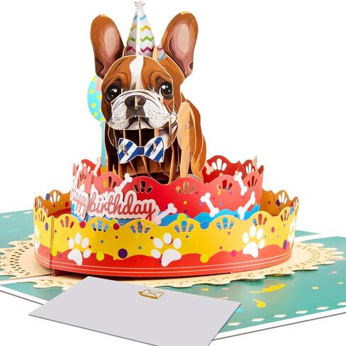بطاقة عيد ميلاد فرنسية رائعتين من المنبثقة - تحية ثلاثية الأبعاد لحفلة الكلاب لعشاق الكلاب ، ابنة ، أخت ، زوجة ، أمي ، عمة ، وأكثر من ذلك in Kuwait