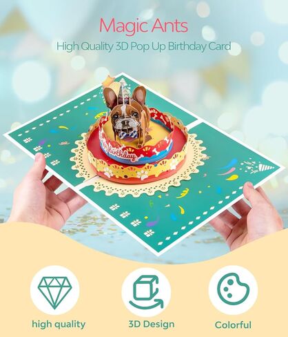 بطاقة عيد ميلاد فرنسية رائعتين من المنبثقة - تحية ثلاثية الأبعاد لحفلة الكلاب لعشاق الكلاب ، ابنة ، أخت ، زوجة ، أمي ، عمة ، وأكثر من ذلك in Kuwait