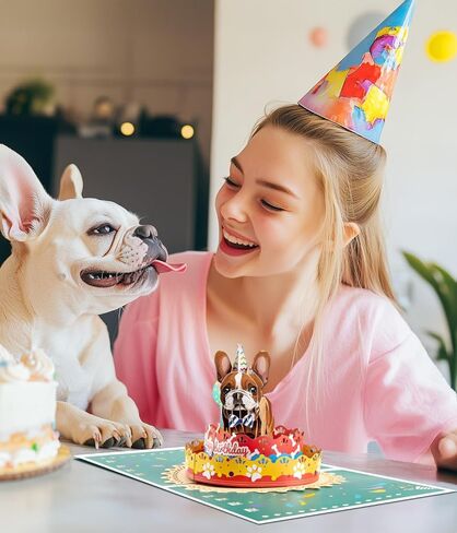 بطاقة عيد ميلاد فرنسية رائعتين من المنبثقة - تحية ثلاثية الأبعاد لحفلة الكلاب لعشاق الكلاب ، ابنة ، أخت ، زوجة ، أمي ، عمة ، وأكثر من ذلك in Kuwait