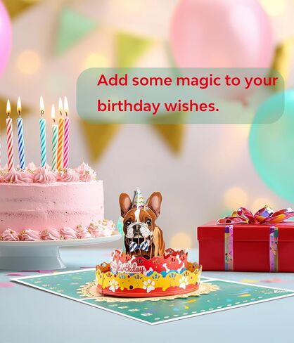 بطاقة عيد ميلاد فرنسية رائعتين من المنبثقة - تحية ثلاثية الأبعاد لحفلة الكلاب لعشاق الكلاب ، ابنة ، أخت ، زوجة ، أمي ، عمة ، وأكثر من ذلك in Kuwait