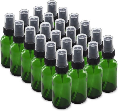 The Bottle Depot - 72 عبوة - زجاجة رذاذ زجاجية سعة 1 أونصة - أخضر - لمسة نهائية للرقبة 20-400 - زجاجات بوسطن المستديرة - حماية من الأشعة فوق البنفسجية in Kuwait