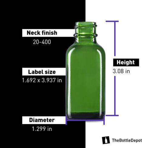 The Bottle Depot - 72 عبوة - زجاجة رذاذ زجاجية سعة 1 أونصة - أخضر - لمسة نهائية للرقبة 20-400 - زجاجات بوسطن المستديرة - حماية من الأشعة فوق البنفسجية in Kuwait
