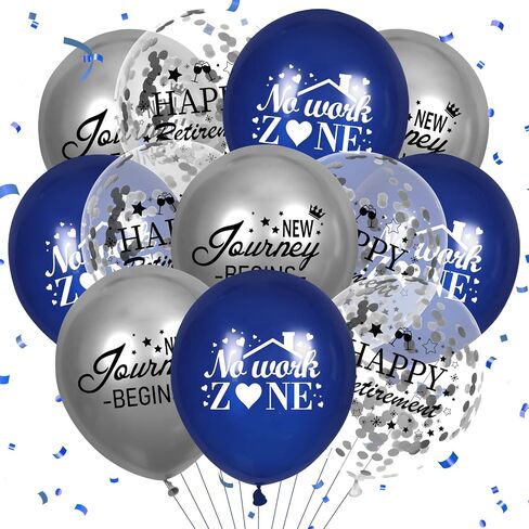 Happy Retirement Balloon 50 Pcs Navy Blue Sliver Retirement Party Decorations Balloons New Journey Begins Retirement Balloons for Women Men Office Retirement Farewell Party Supplies in Kuwait