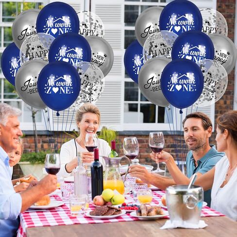 Happy Retirement Balloon 50 Pcs Navy Blue Sliver Retirement Party Decorations Balloons New Journey Begins Retirement Balloons for Women Men Office Retirement Farewell Party Supplies in Kuwait