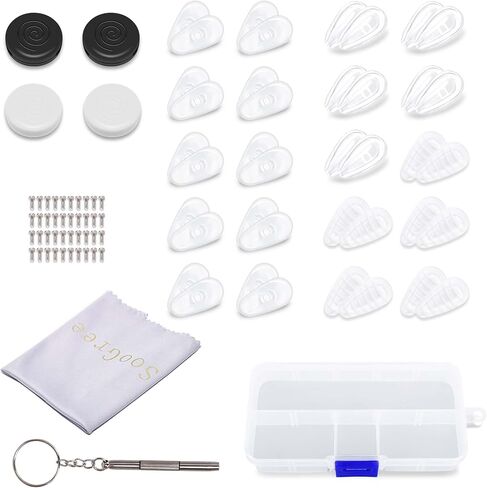 10 Pairs Big Air Chamber Eyeglasses Nose Pads Screw-in 1 Piece of Glasses Cleaning Cloth, Screw, Screwdriver Glasses Accessories Replacement Kit in Kuwait