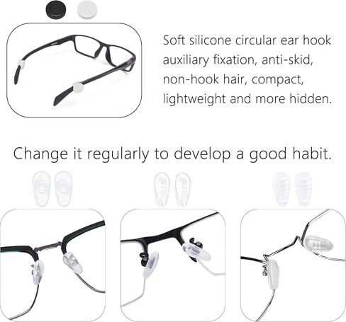 10 Pairs Big Air Chamber Eyeglasses Nose Pads Screw-in 1 Piece of Glasses Cleaning Cloth, Screw, Screwdriver Glasses Accessories Replacement Kit in Kuwait