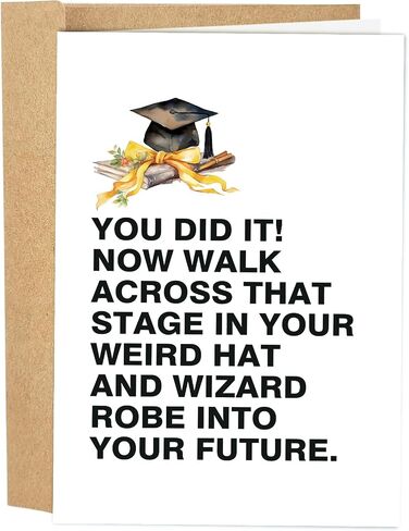 Funny Graduation Card for Him Her, High School College Grad Card, Happy Graduation Gift, Walk Across In Your Weird Hat and Wizard Robe in Saudi Arabia