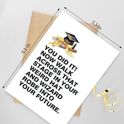Funny Graduation Card for Him Her, High School College Grad Card, Happy Graduation Gift, Walk Across In Your Weird Hat and Wizard Robe in Saudi Arabia