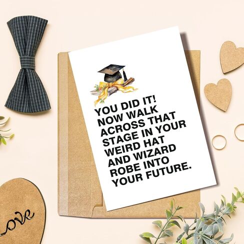 Funny Graduation Card for Him Her, High School College Grad Card, Happy Graduation Gift, Walk Across In Your Weird Hat and Wizard Robe in Saudi Arabia