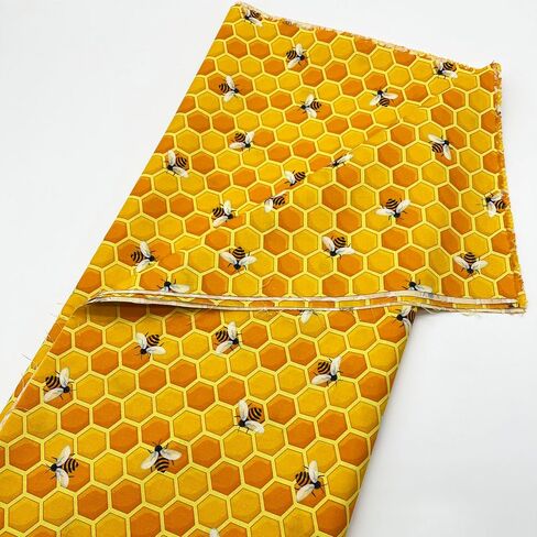 1 Yard (Pre-Cut) 43" x 36" (109cm x 91cm) Floral Cotton Quilting Sewing Fabric, DIY Sewing Patchwork Supplies for Face mask Clothing Handmade Craft&Home Decoration (Cute bee) in Saudi Arabia