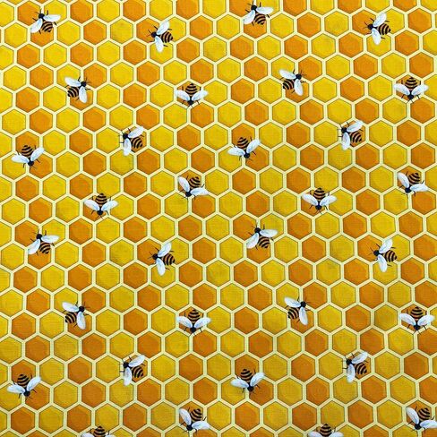 1 Yard (Pre-Cut) 43" x 36" (109cm x 91cm) Floral Cotton Quilting Sewing Fabric, DIY Sewing Patchwork Supplies for Face mask Clothing Handmade Craft&Home Decoration (Cute bee) in Saudi Arabia