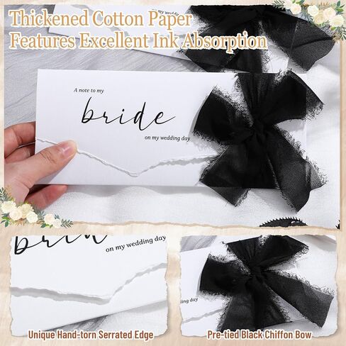 Set of 2 Wedding Day Cards to My Mom and Dad with Black Chiffon Ribbon, a Note to My Mom and Dad on My Wedding Day in Saudi Arabia