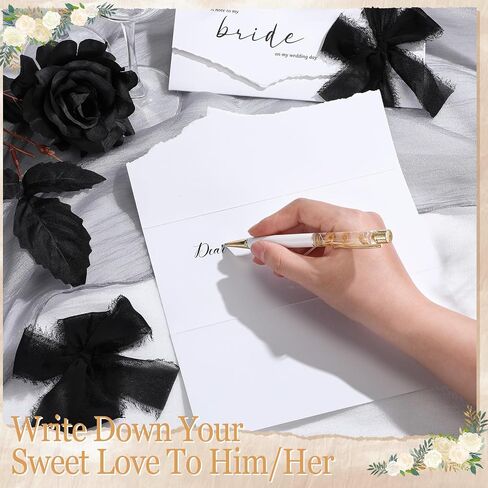 Set of 2 Wedding Day Cards to My Mom and Dad with Black Chiffon Ribbon, a Note to My Mom and Dad on My Wedding Day in Saudi Arabia