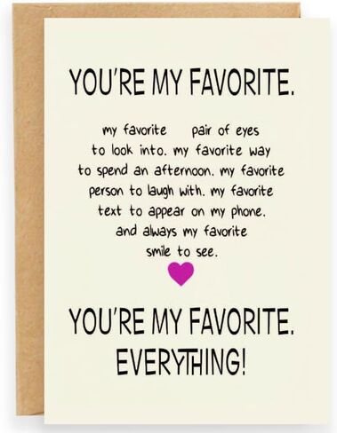 Anniversary Card for Wife/Husband - Funny Valentine's Day Gifts for Couples, 7x5 Inch Romantic Birthday Card with Yellow Envelope (Write Your Own Love Message) (My favorite) in Saudi Arabia