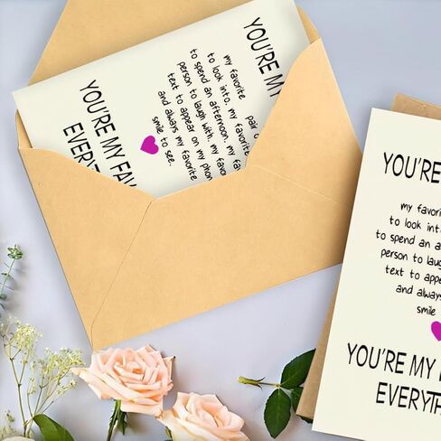 Anniversary Card for Wife/Husband - Funny Valentine's Day Gifts for Couples, 7x5 Inch Romantic Birthday Card with Yellow Envelope (Write Your Own Love Message) (My favorite) in Saudi Arabia