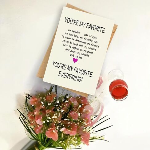 Anniversary Card for Wife/Husband - Funny Valentine's Day Gifts for Couples, 7x5 Inch Romantic Birthday Card with Yellow Envelope (Write Your Own Love Message) (My favorite) in Saudi Arabia