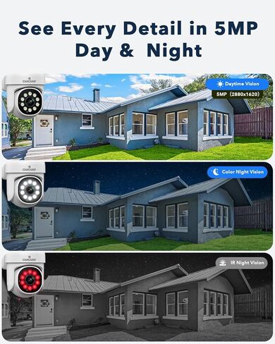 CAMCAMP 5MP 8CH Home Security Camera System, 4pcs Wired 5MP PoE Cameras for Home Security Outdoors, Auto Tracking, 2-Way Audio, Color Night Vision, 4K 8CH NVR with 3TB HDD for 24/7 Recording in Saudi Arabia
