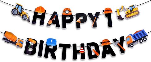 Pre-Strung Construction 3rd Birthday banner for Construction Birthday Party Supplies - NO DIY - 3rd Construction Party Decorations（1st-5th） in Saudi Arabia