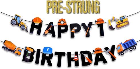 Pre-Strung Construction 3rd Birthday banner for Construction Birthday Party Supplies - NO DIY - 3rd Construction Party Decorations（1st-5th） in Saudi Arabia
