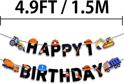 Pre-Strung Construction 3rd Birthday banner for Construction Birthday Party Supplies - NO DIY - 3rd Construction Party Decorations（1st-5th） in Saudi Arabia