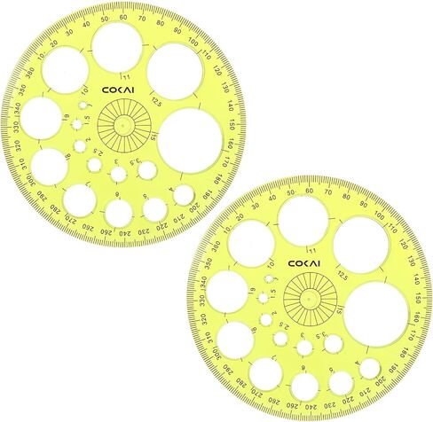 cobee 2 Packs Circle Template for Drawing, Plastic Circle Stencil Drawing Templates for Painting, Large and Small Size Drawing Round Tools for School Office Supplies(Yellow) in Saudi Arabia