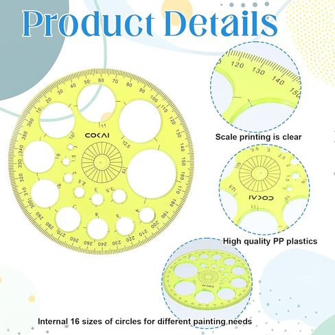 cobee 2 Packs Circle Template for Drawing, Plastic Circle Stencil Drawing Templates for Painting, Large and Small Size Drawing Round Tools for School Office Supplies(Yellow) in Saudi Arabia