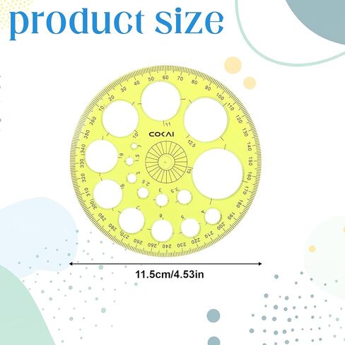 cobee 2 Packs Circle Template for Drawing, Plastic Circle Stencil Drawing Templates for Painting, Large and Small Size Drawing Round Tools for School Office Supplies(Yellow) in Saudi Arabia