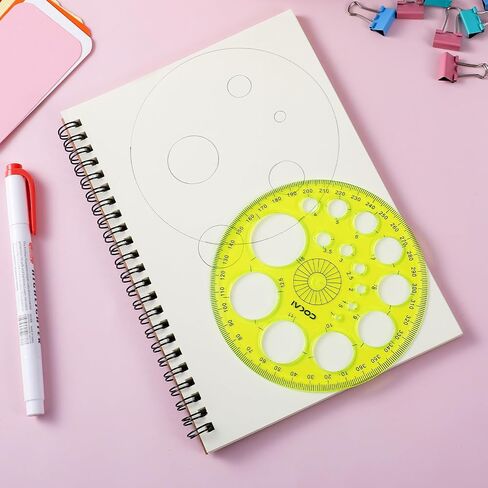 cobee 2 Packs Circle Template for Drawing, Plastic Circle Stencil Drawing Templates for Painting, Large and Small Size Drawing Round Tools for School Office Supplies(Yellow) in Saudi Arabia
