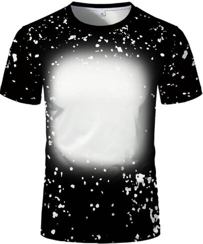 Blank Bleached Sublimation Faux Bleach spot Shirt Colorful Black Polyester t Shirts Sublimation Ready in Saudi Arabia