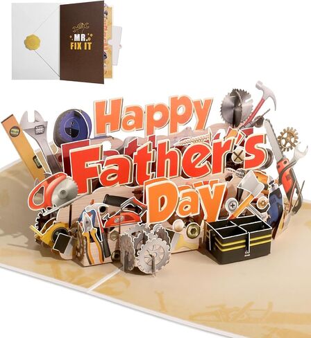 Fathers Day Pop Up Card - Funny Happy Father’s Day Tool Theme 3D Greeting Card with Envelope and Blank Note for Dad Husband Grandpa Step Dad Men Him, from Son Wife Daughter Kids, FIX IT in Saudi Arabia