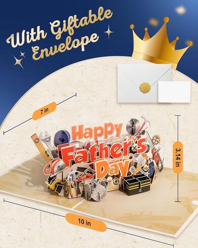 Fathers Day Pop Up Card - Funny Happy Father’s Day Tool Theme 3D Greeting Card with Envelope and Blank Note for Dad Husband Grandpa Step Dad Men Him, from Son Wife Daughter Kids, FIX IT in Saudi Arabia
