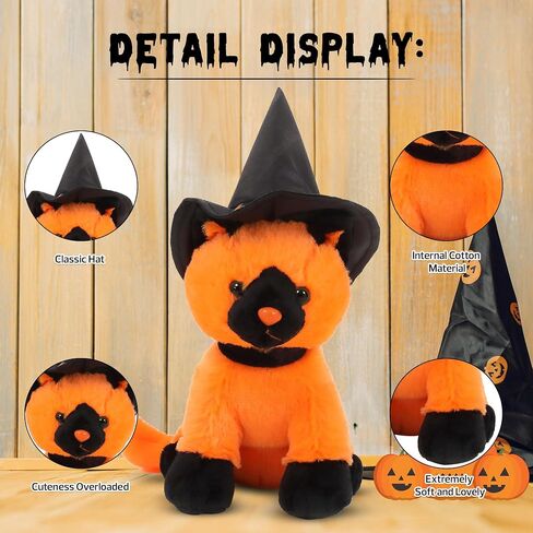 Aliens Spooky Halloween Witch Cat Stuffed Animal - Adorable & Cuddly Plush Toy - Perfect Halloween Decor & Gift - Limited Edition Collectible 7 inch Orange Witch in Kuwait