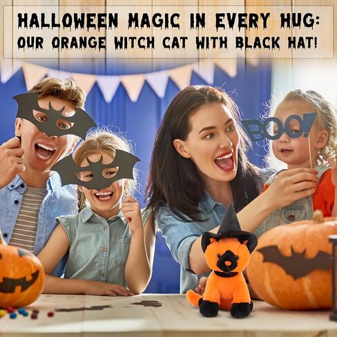 Aliens Spooky Halloween Witch Cat Stuffed Animal - Adorable & Cuddly Plush Toy - Perfect Halloween Decor & Gift - Limited Edition Collectible 7 inch Orange Witch in Kuwait