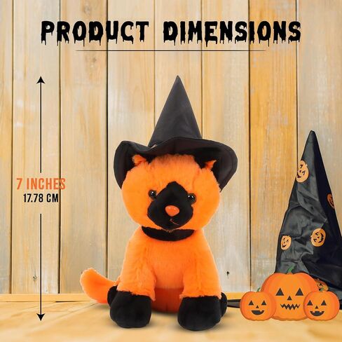 Aliens Spooky Halloween Witch Cat Stuffed Animal - Adorable & Cuddly Plush Toy - Perfect Halloween Decor & Gift - Limited Edition Collectible 7 inch Orange Witch in Kuwait