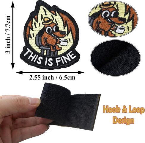 6 PCS Funny Patches, Tactical Military Morale Patch with Hook Fastener Backing, Cute Applique Accessories for Backpacks, Vests, Jackets, Jeans, Hats (This is Fine Dog) in Kuwait