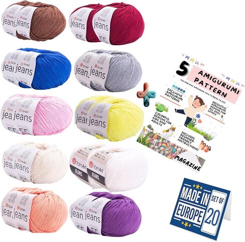 10 كرات الجينز الجينز مع مجلة Amigurumi 55 ٪ من القطن 45 ٪ من الرياضة الراقية 2 أكريليك غزل القطن الحياك in Kuwait