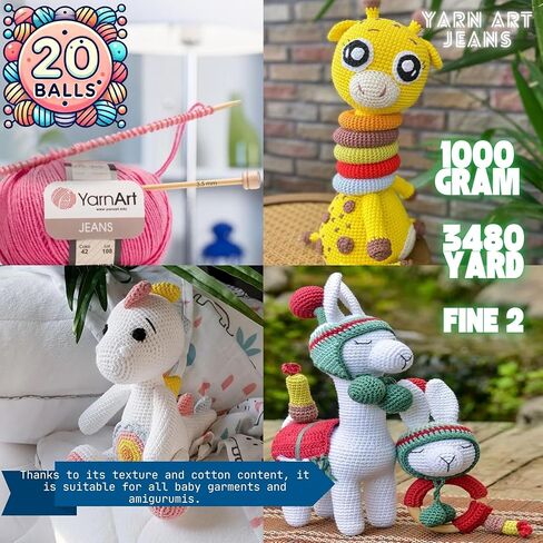 10 كرات الجينز الجينز مع مجلة Amigurumi 55 ٪ من القطن 45 ٪ من الرياضة الراقية 2 أكريليك غزل القطن الحياك in Kuwait