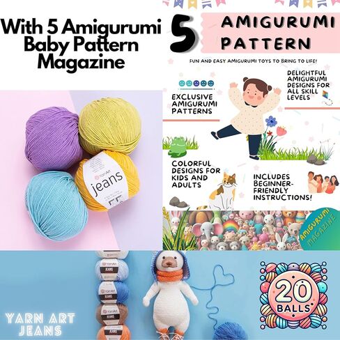10 كرات الجينز الجينز مع مجلة Amigurumi 55 ٪ من القطن 45 ٪ من الرياضة الراقية 2 أكريليك غزل القطن الحياك in Kuwait