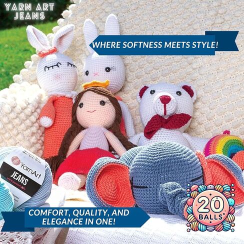 10 كرات الجينز الجينز مع مجلة Amigurumi 55 ٪ من القطن 45 ٪ من الرياضة الراقية 2 أكريليك غزل القطن الحياك in Kuwait